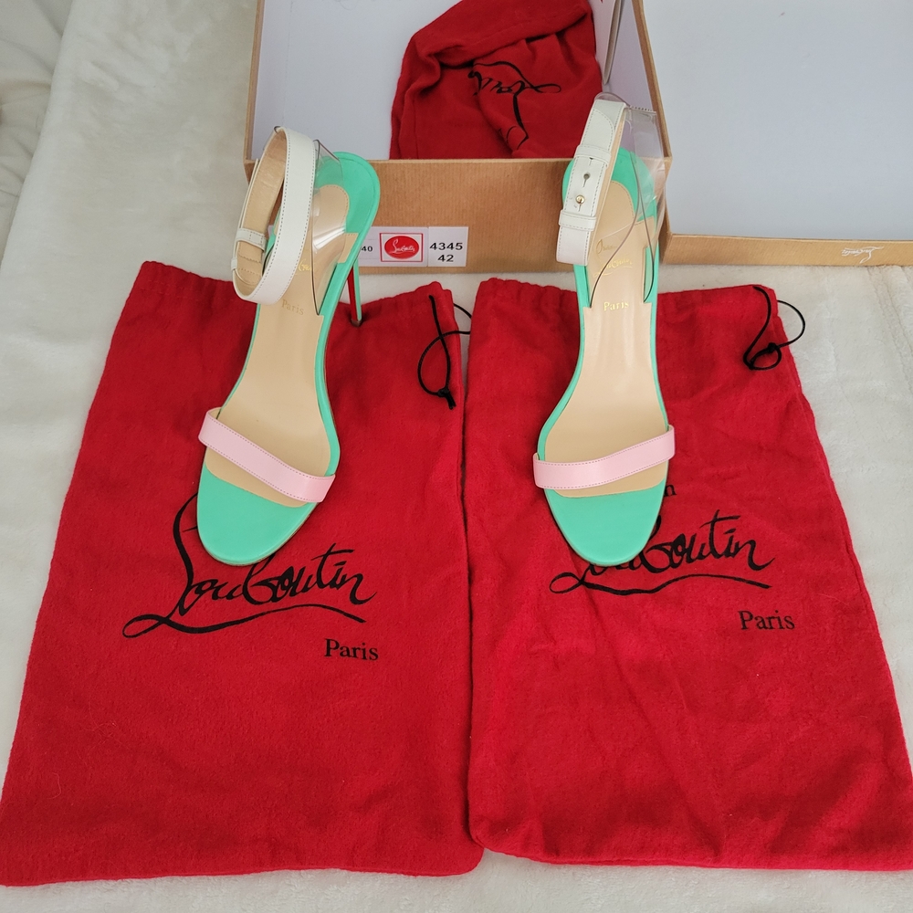 Christian Louboutin Pastel Green and Pink Heels - Picture 3 of 13